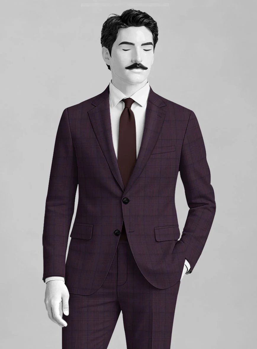 Napolean Xina Tartan Purple Wool Suit - Image 3