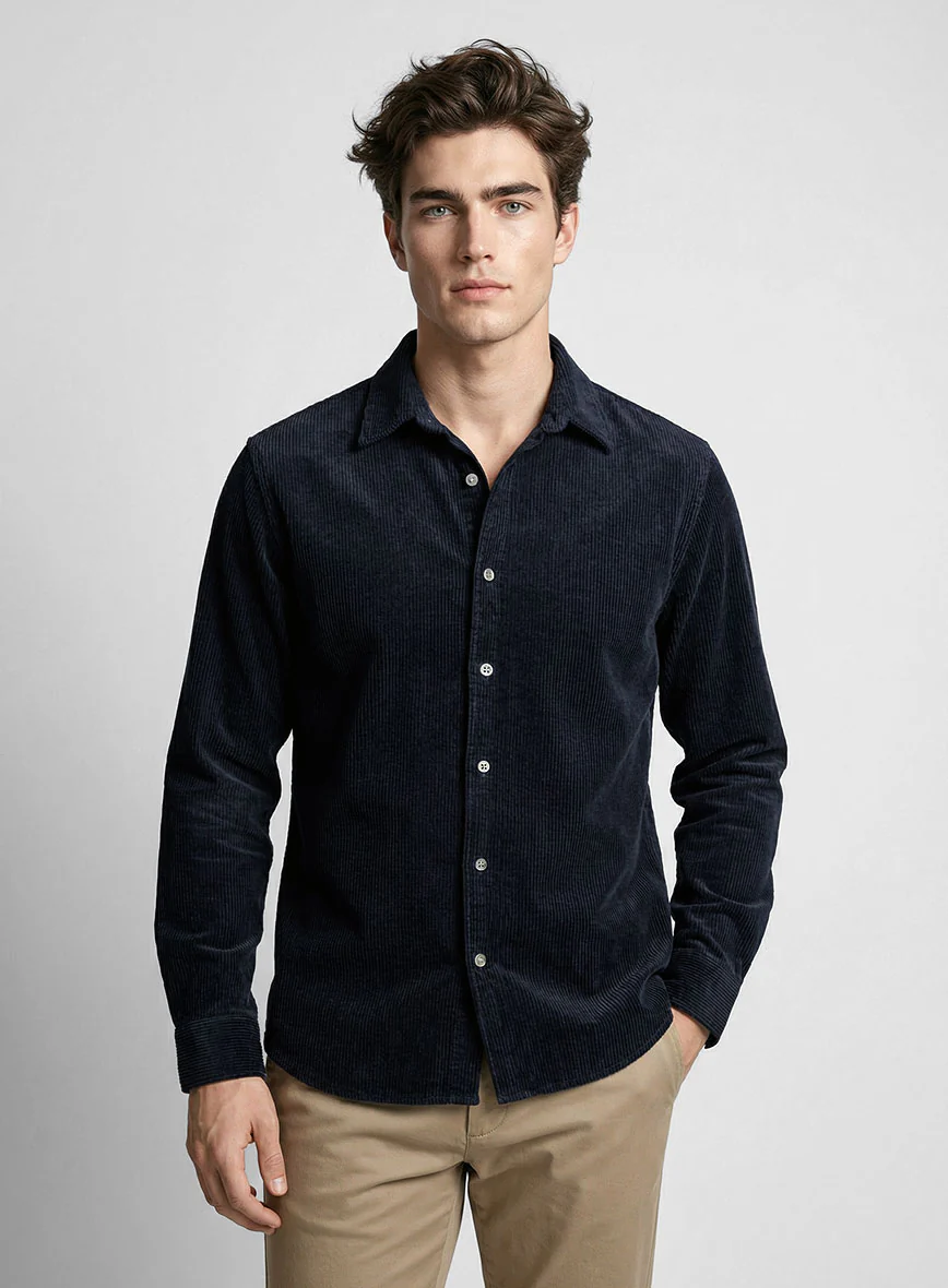 Navy Blue Corduroy Shirt