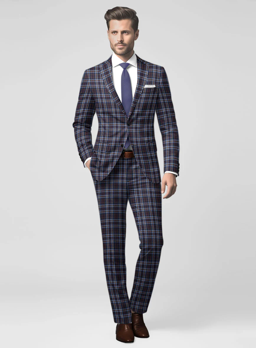 Noble Adrianna Check Wool Silk Linen Suit