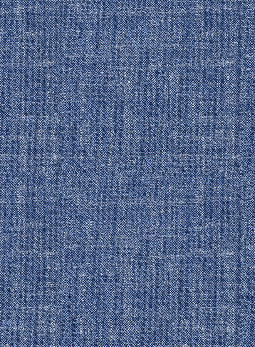 Noble Blue Wool Silk Linen Pants - Image 4