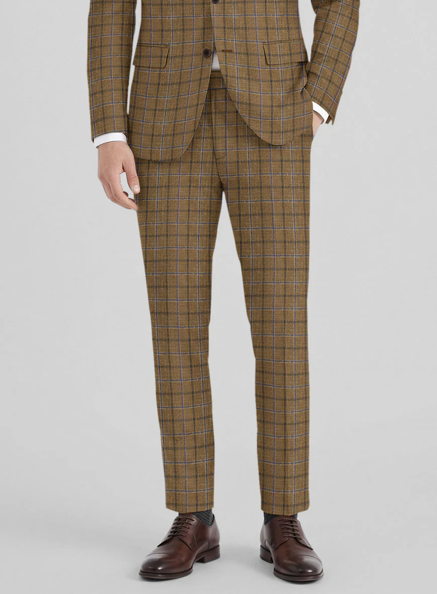 Noble Giancarlo Brown Wool Silk Linen Pants