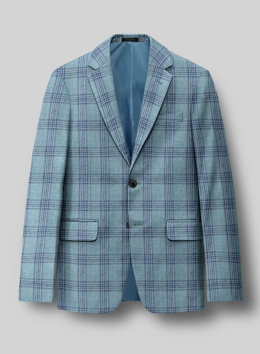 Noble Manuelita Blue Wool Silk Linen Jacket