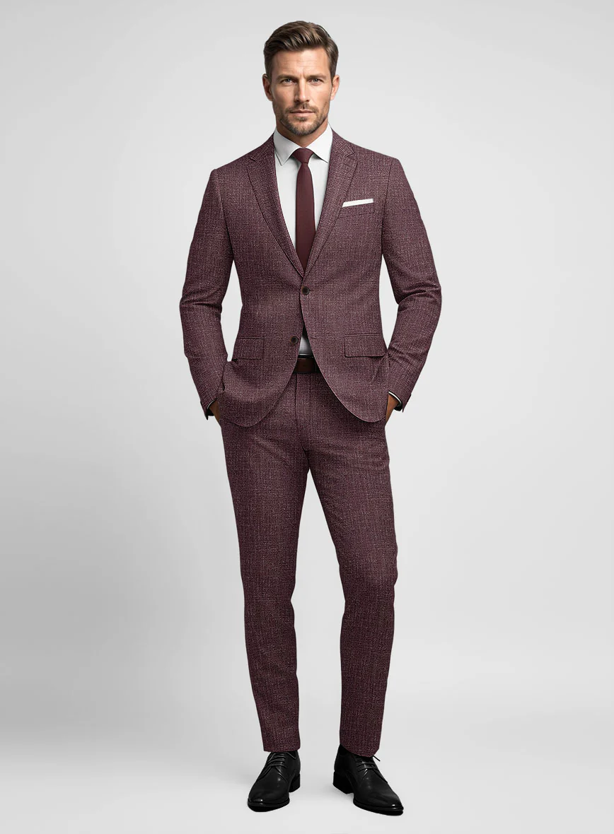 Noble Purple Wool Silk Linen Suit
