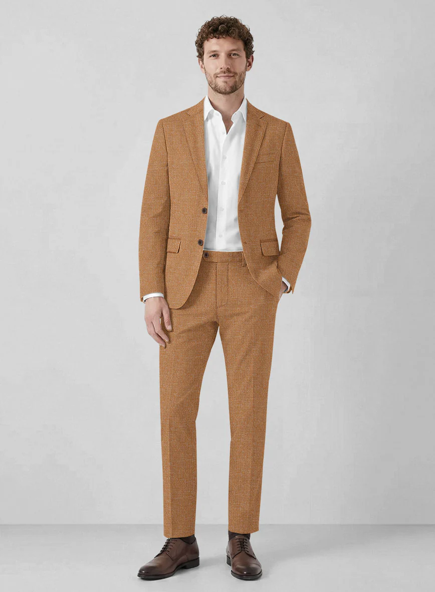 Noble Tan Wool Silk Linen Suit