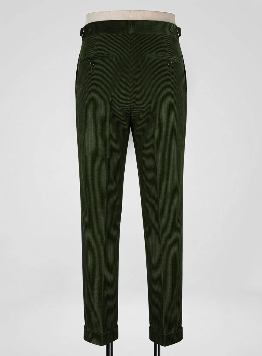 Olive Green Corduroy Highland Trousers - Image 5