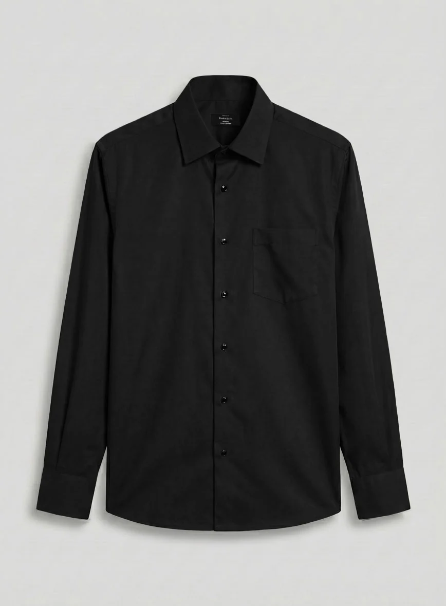 Plain Front Black Tuxedo Shirt - Image 2