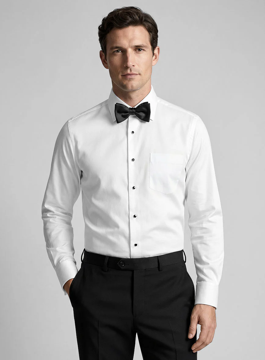 Plain Front White Tuxedo Shirt