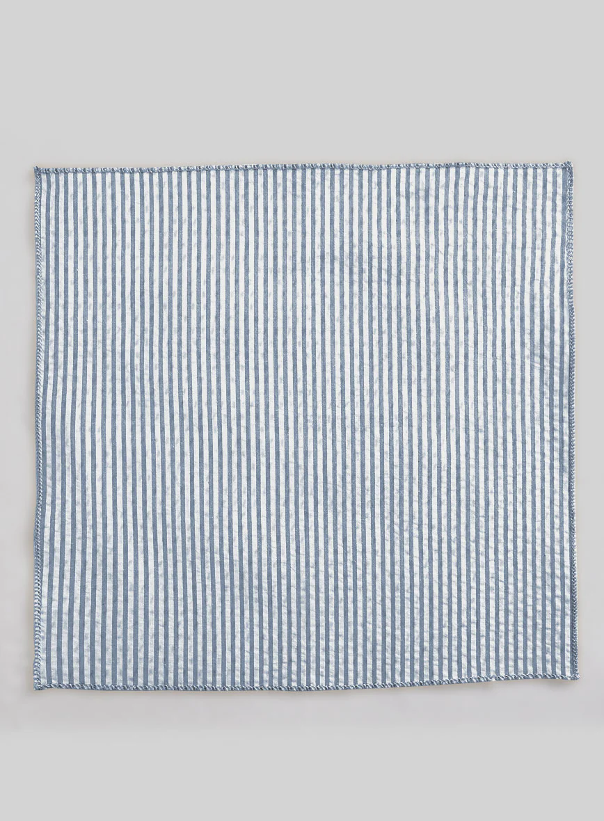 Pocket Square - Blue Seersucker - Image 2