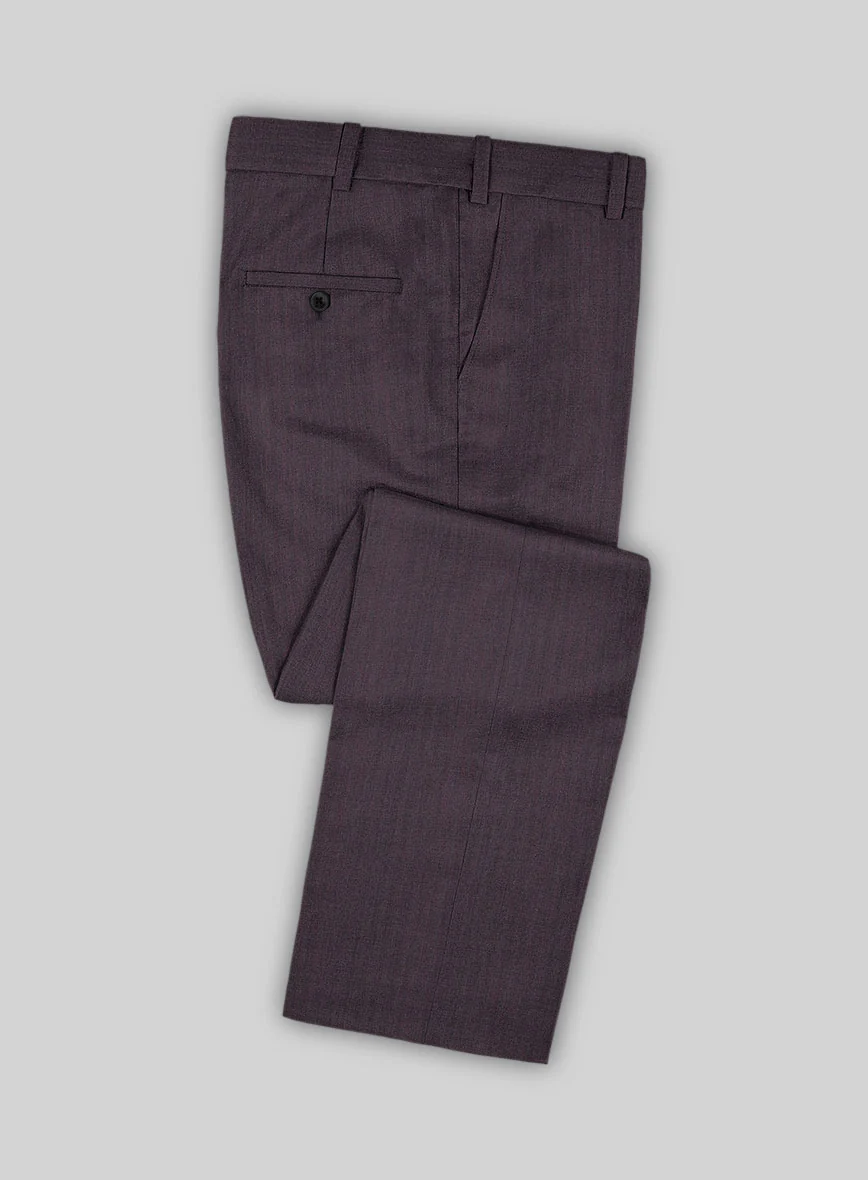 Purple Herringbone Wool Pants