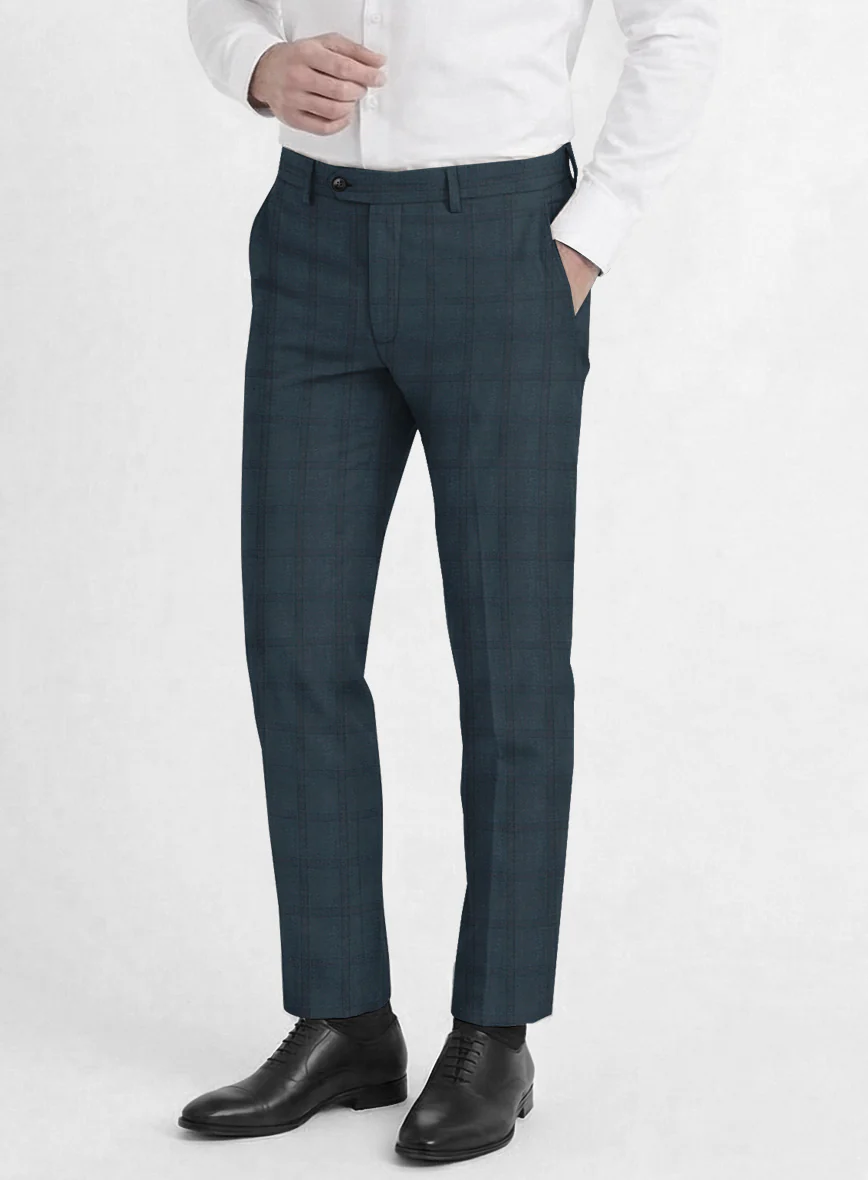 Reda Baltie Blue Checks Wool Pants