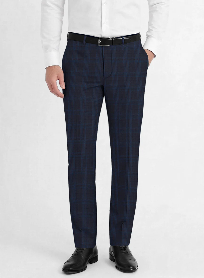 Reda Carli Blue Checks Wool Pants