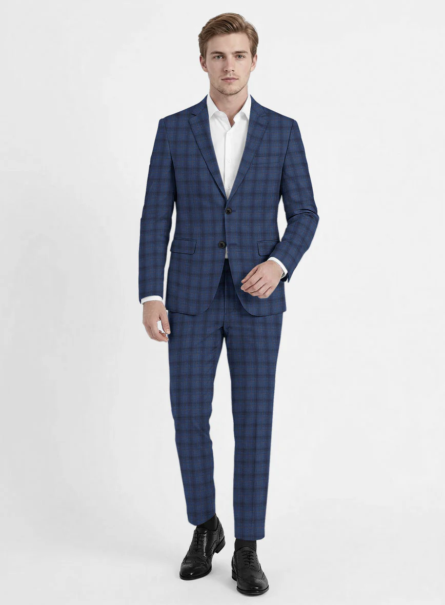 Reda Casal Blue Checks Wool Suit