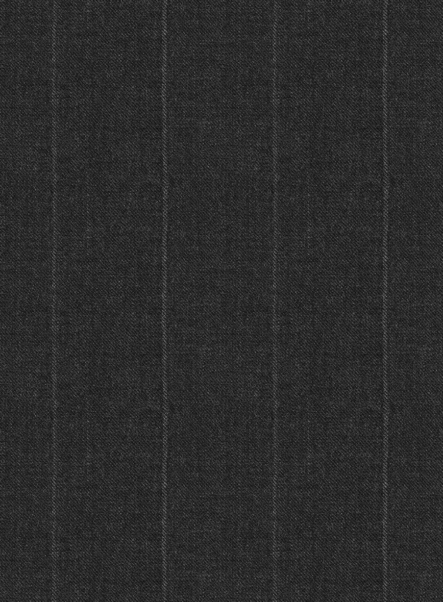 Reda Cashmere Dark Gray Chalkstripe Wool Pants - Image 3