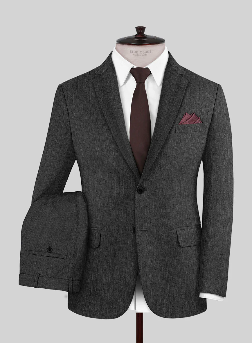 Reda Cashmere Gray Stripe Wool Suit