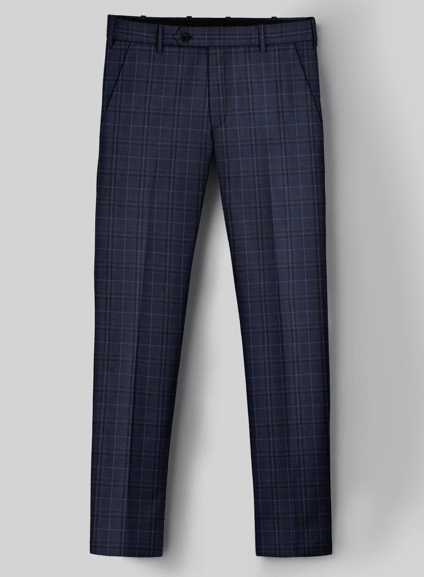 Reda Cavez Blue Checks Wool Pants - Image 2
