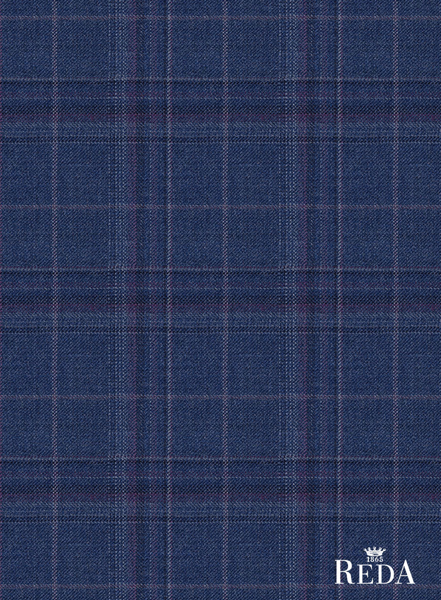 Reda Cerulean Blue Checks Wool Jacket - Image 3