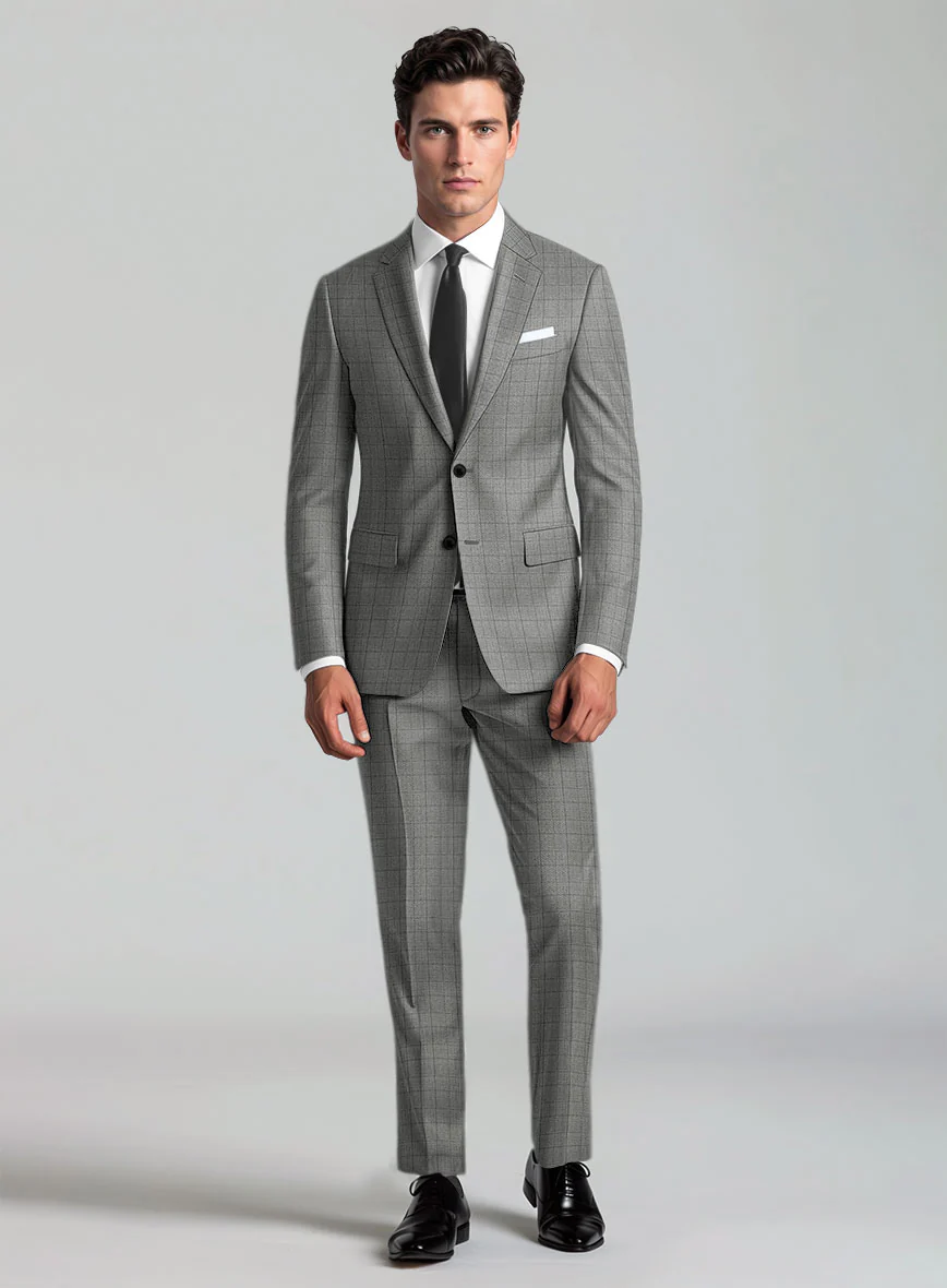 Reda Erlon Gray Checks Wool Suit