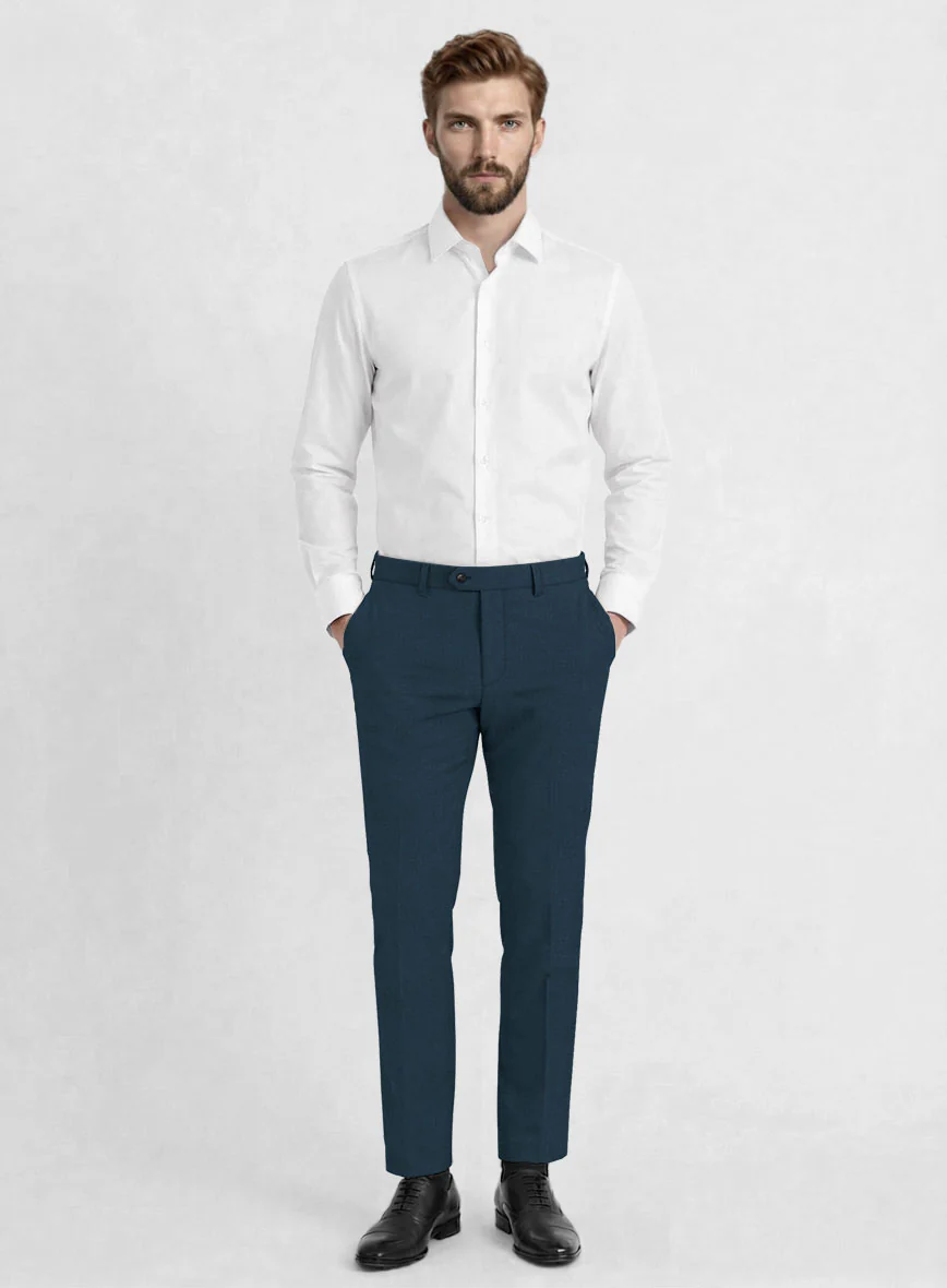 Reda Flexo Teal Blue Wool Pants - Image 3