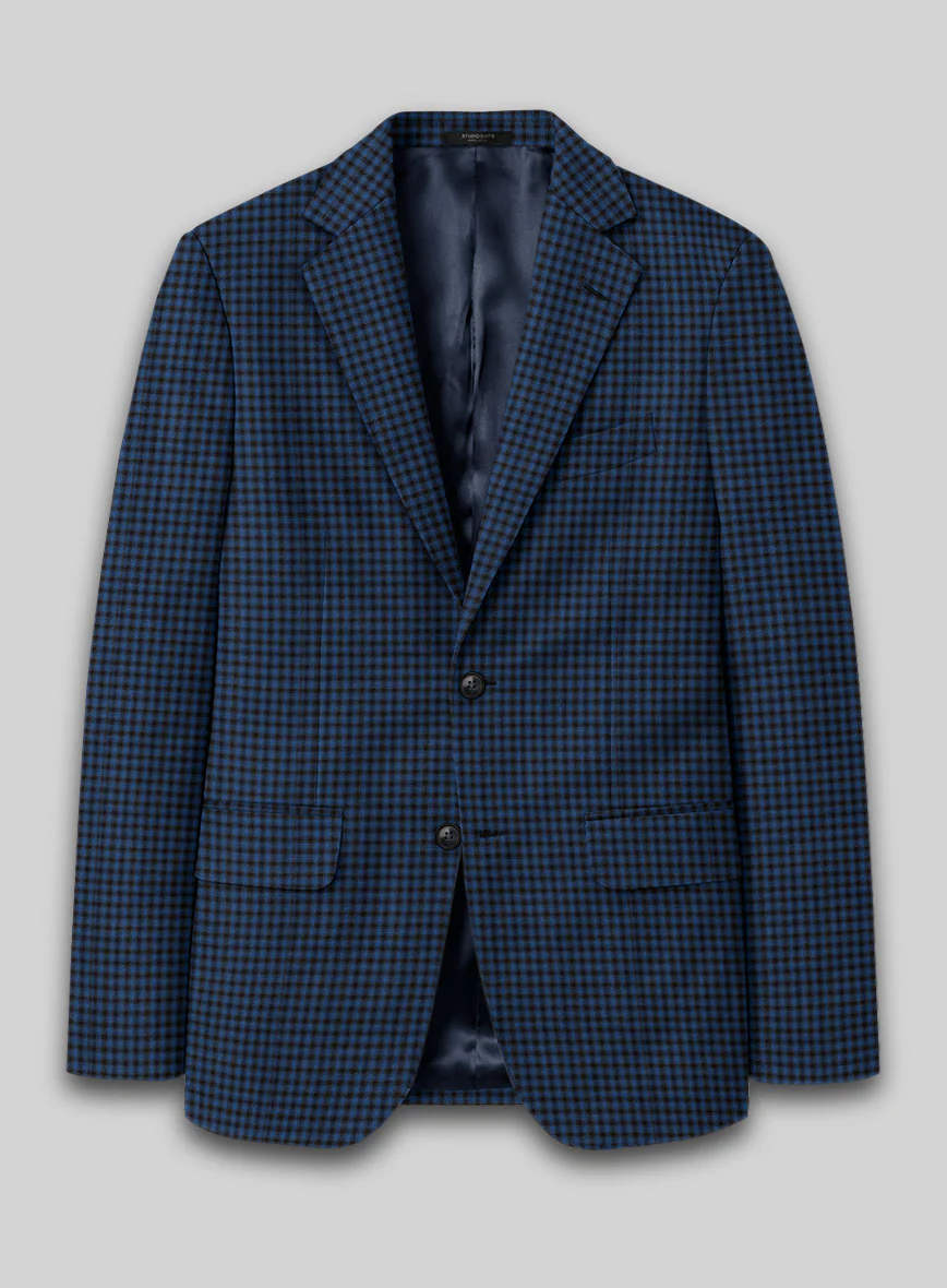 Reda Lapis Blue Checks Wool Jacket