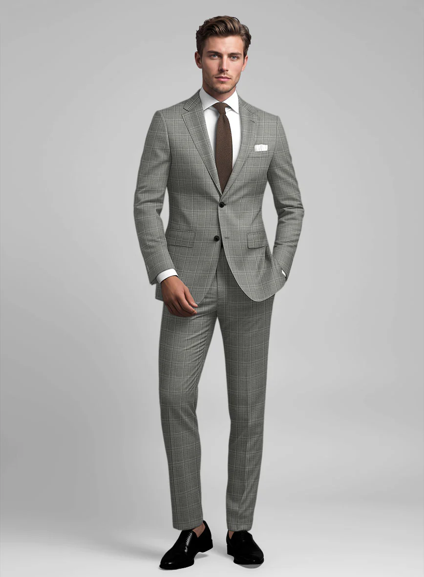 Reda Mavlox Gray Checks Wool Suit