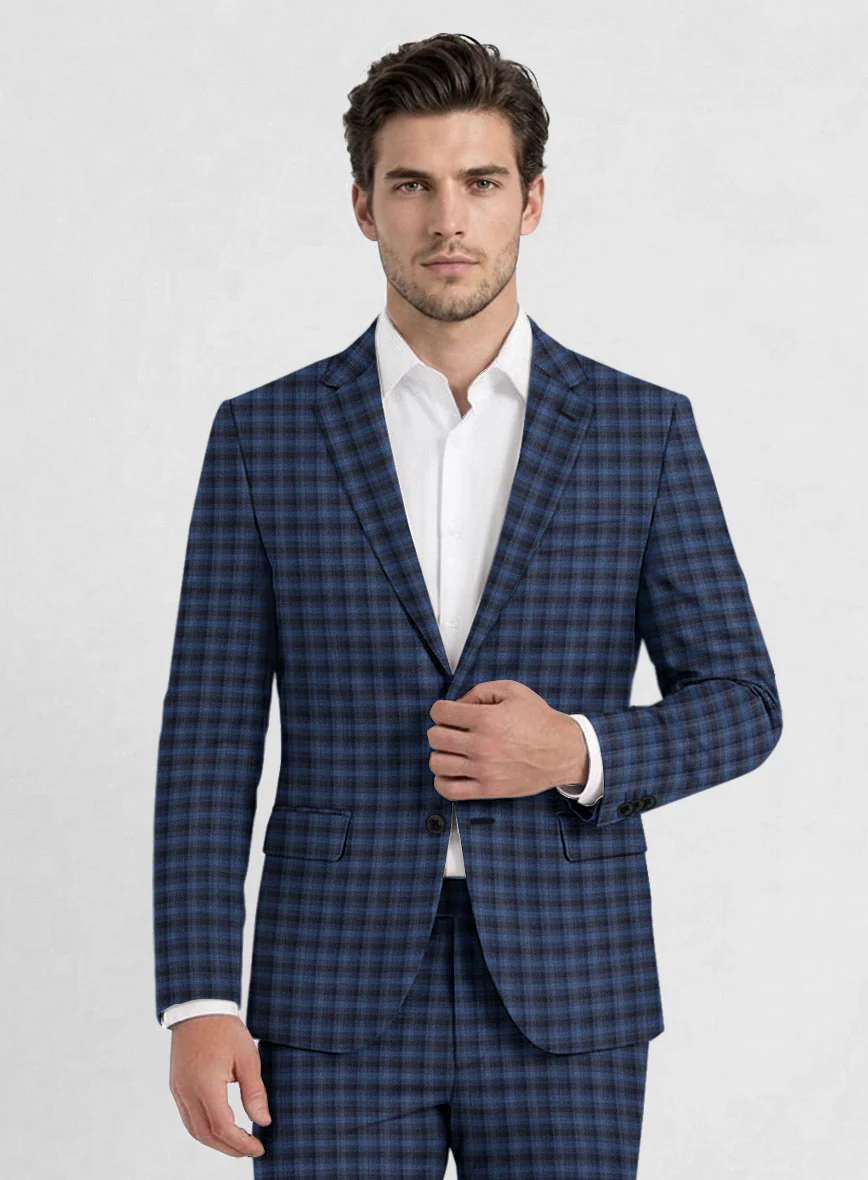 Reda Mid Blue Checks Wool Jacket - Image 2