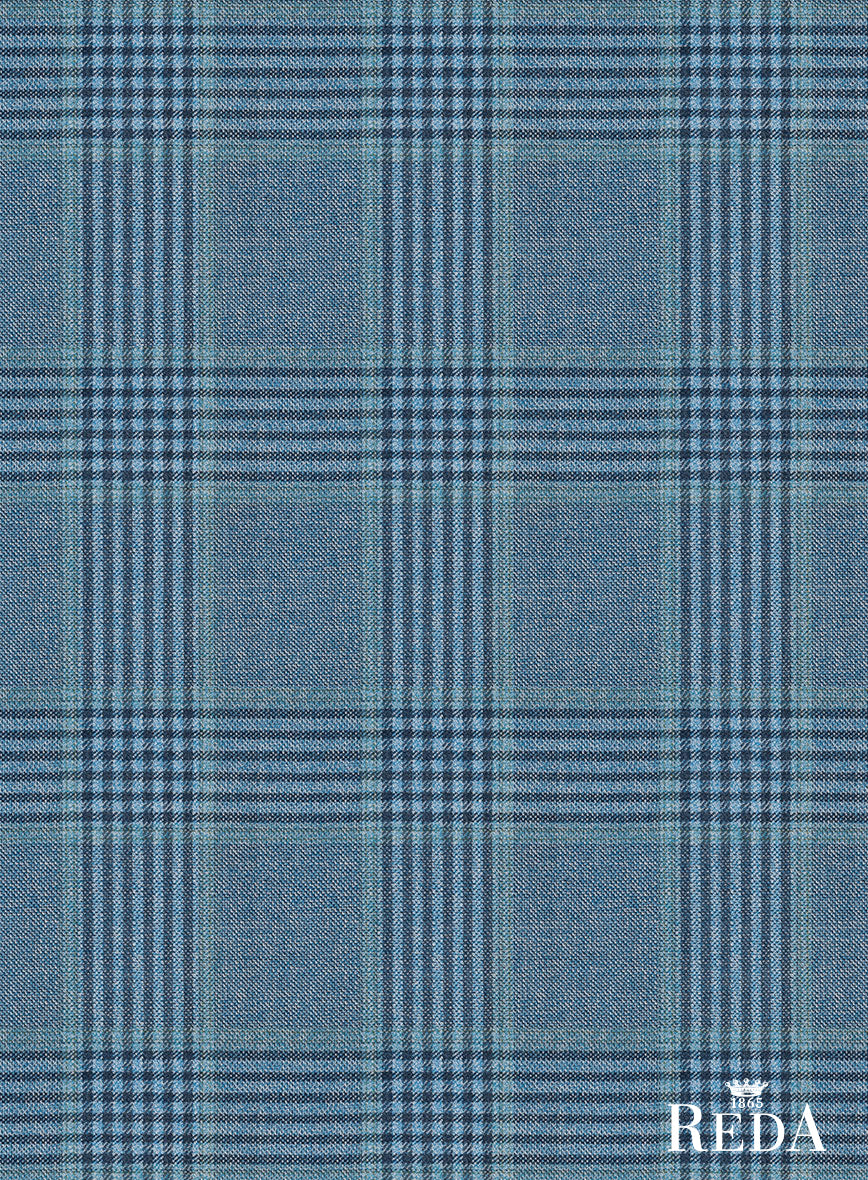 Reda Pacific Blue Checks Wool Suit - Image 8