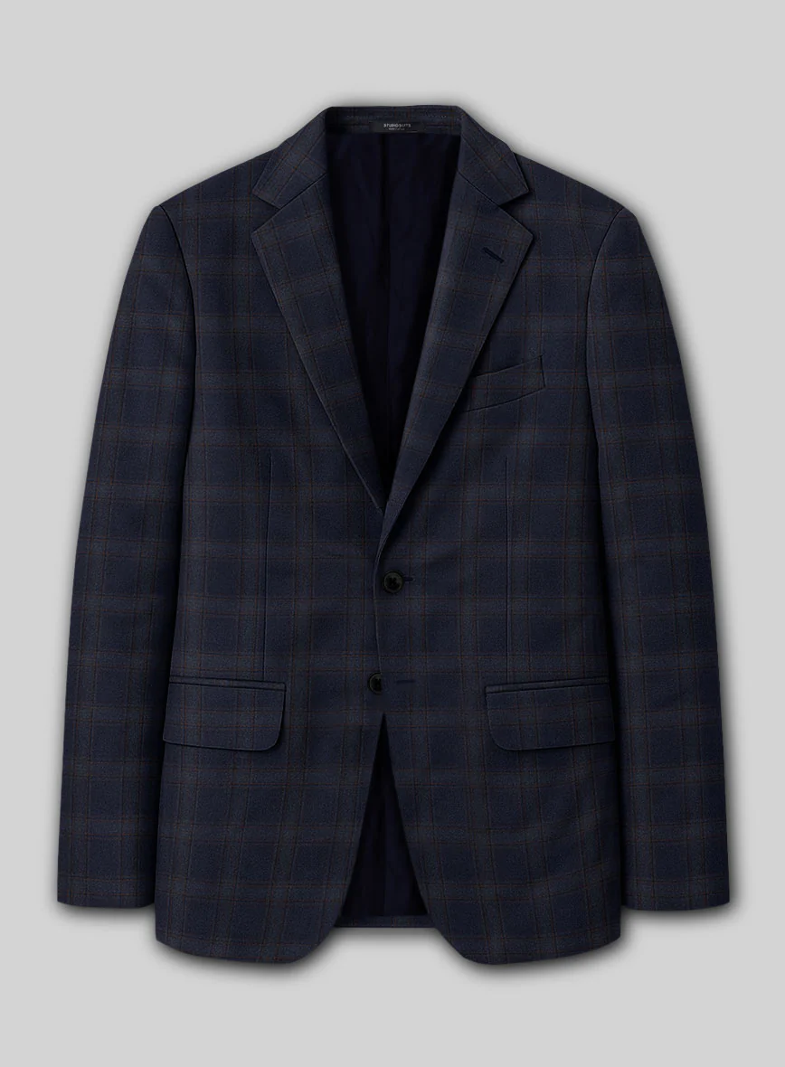 Reda Vidla Dark Blue Checks Wool Jacket