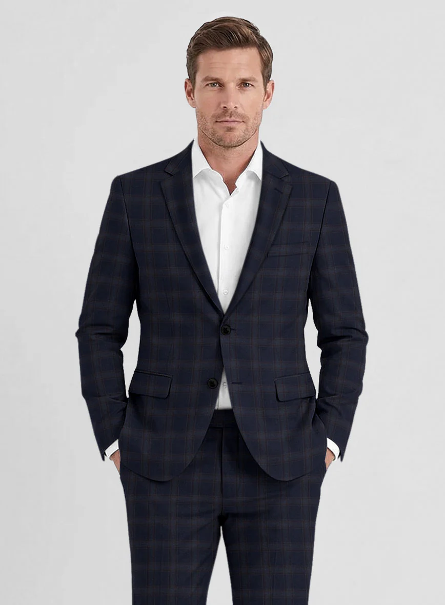 Reda Vidla Dark Blue Checks Wool Jacket - Image 2