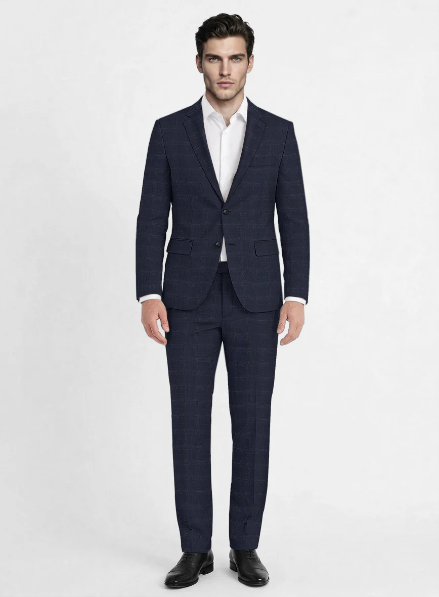Reda Xime Blue Checks Wool Suit