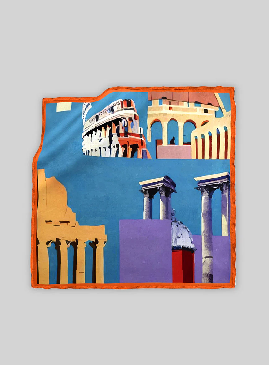 Roma Blueprint Silk Pocket Square