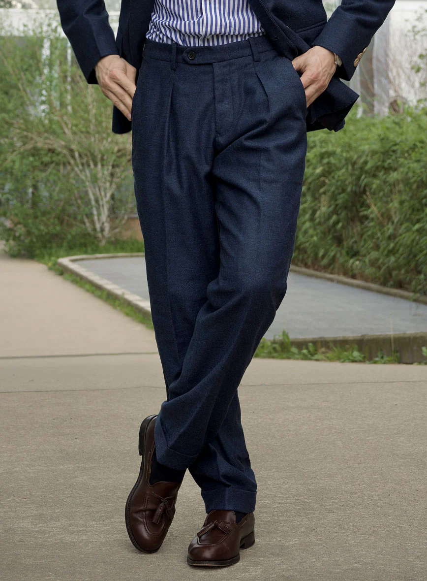 Royal Blue Denim Tweed Double Breasted Suit - II - Image 5