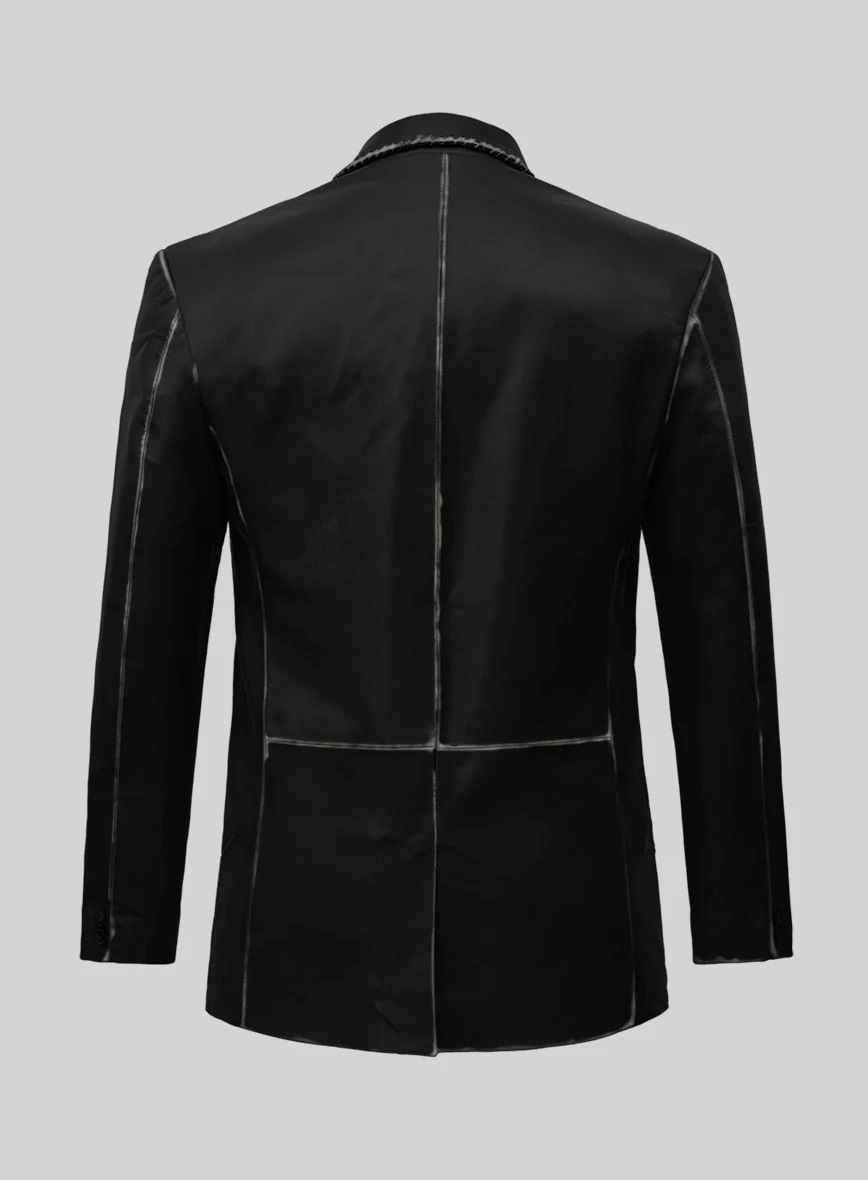 Rubbed Black Medieval Leather Blazer - Image 3
