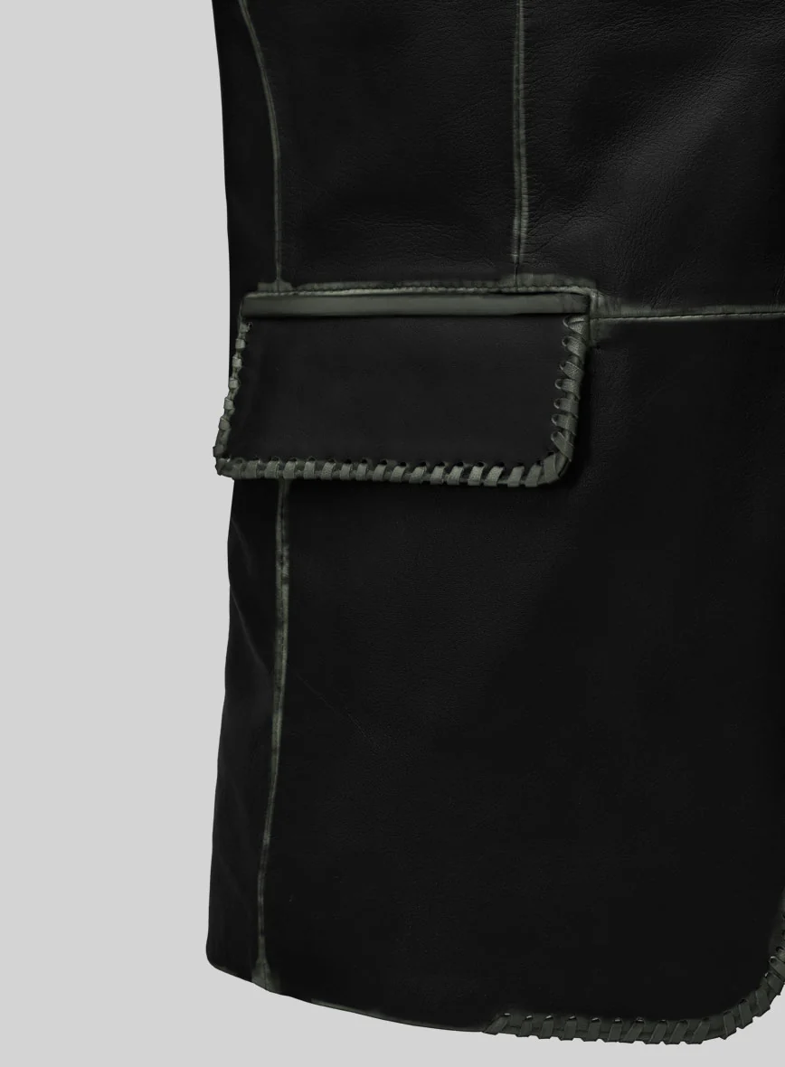 Rubbed Black Medieval Leather Blazer - Image 4