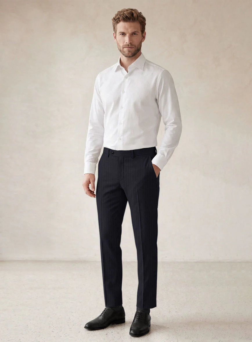 Scabal Alsa Stripe Blue Wool Pants - Image 3