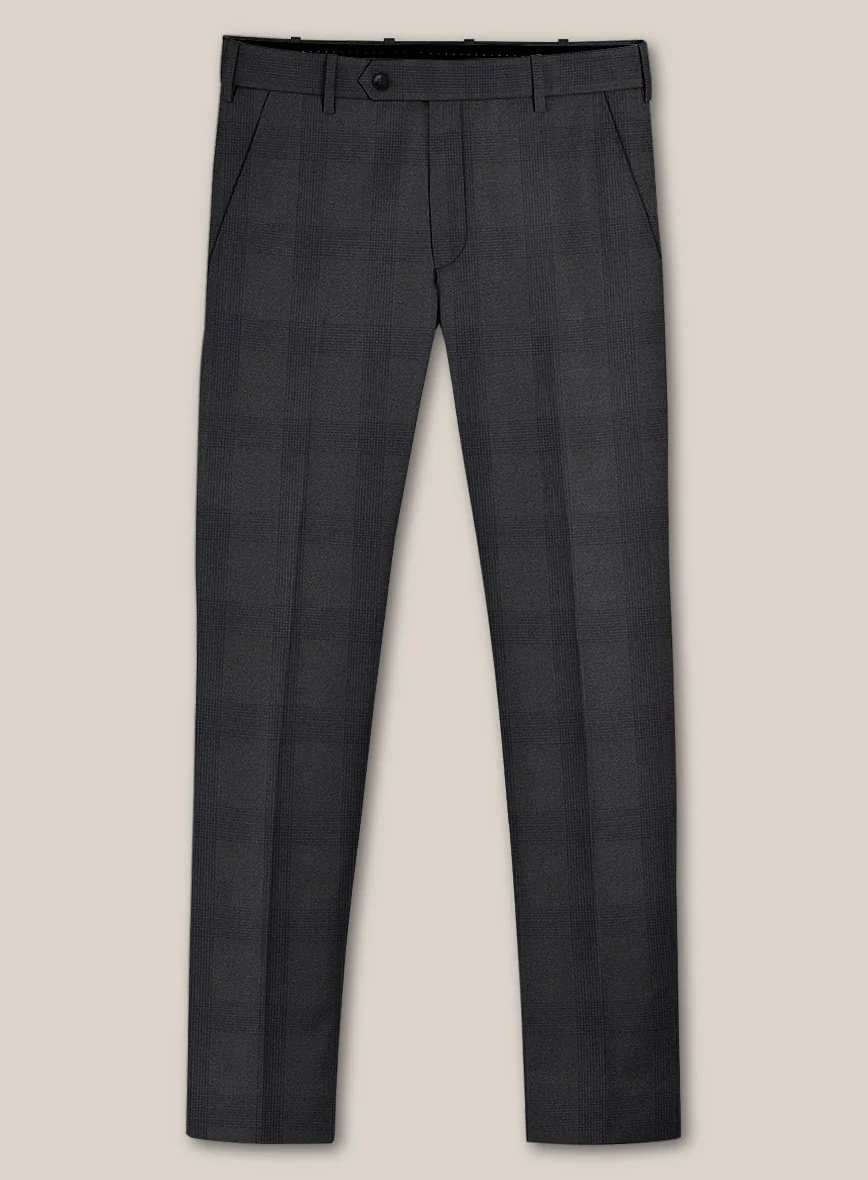 Scabal Arriol Checks Charcoal Wool Pants - Image 2