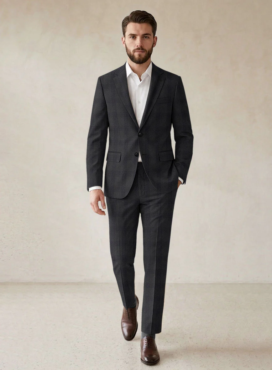 Scabal Arriol Checks Charcoal Wool Suit