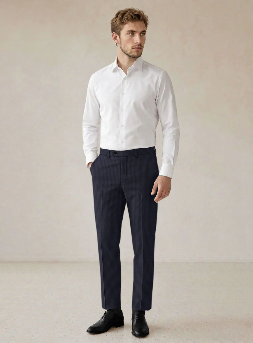 Scabal Ascio Stripe Blue Wool Suit - Image 7