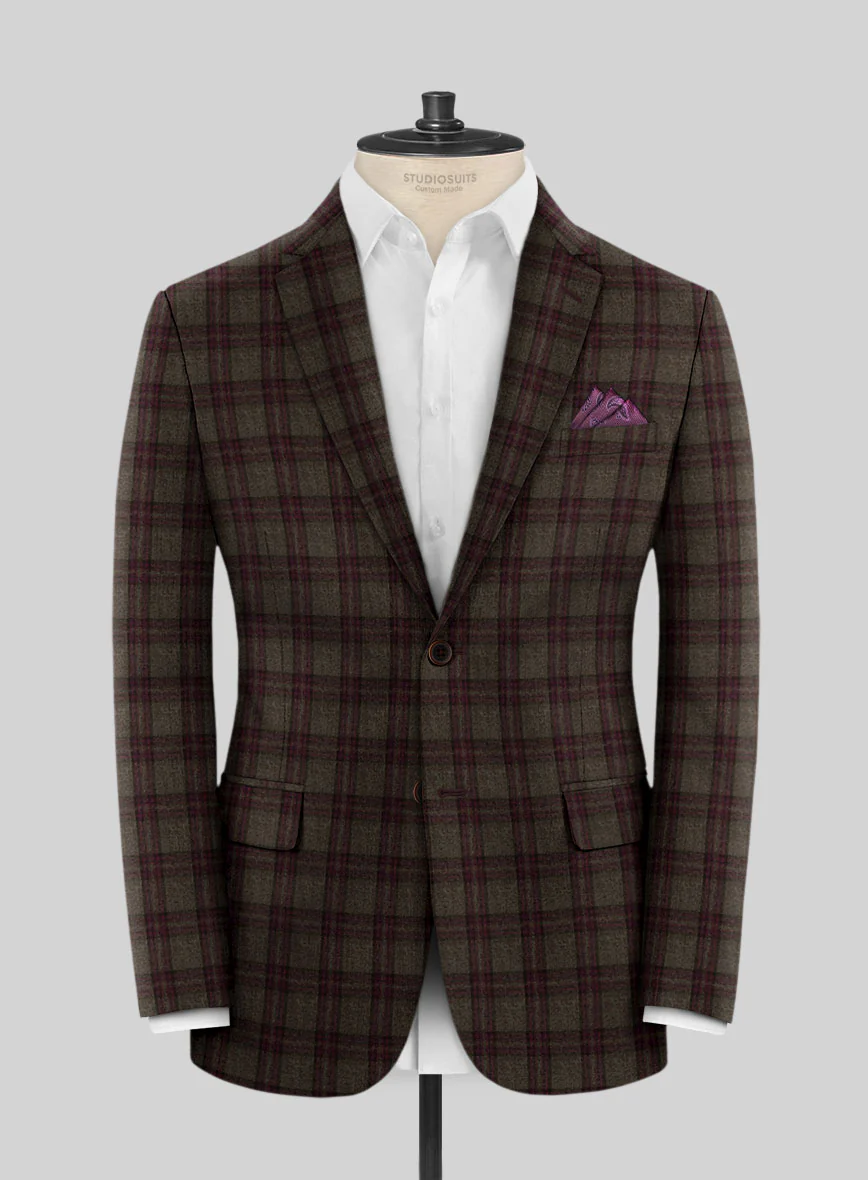 Scabal Brown Checks Wool Jacket