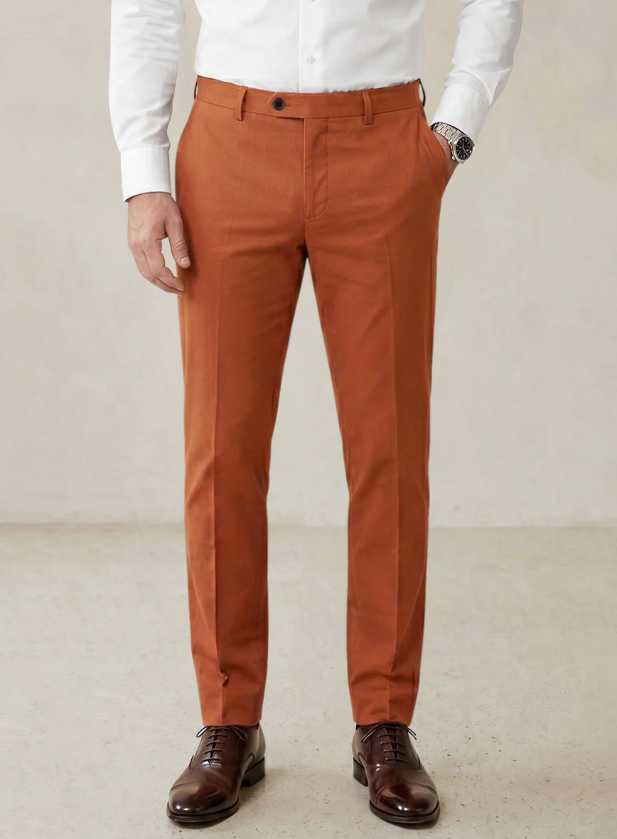 Scabal Burnt Orange Cashmere Cotton Pants