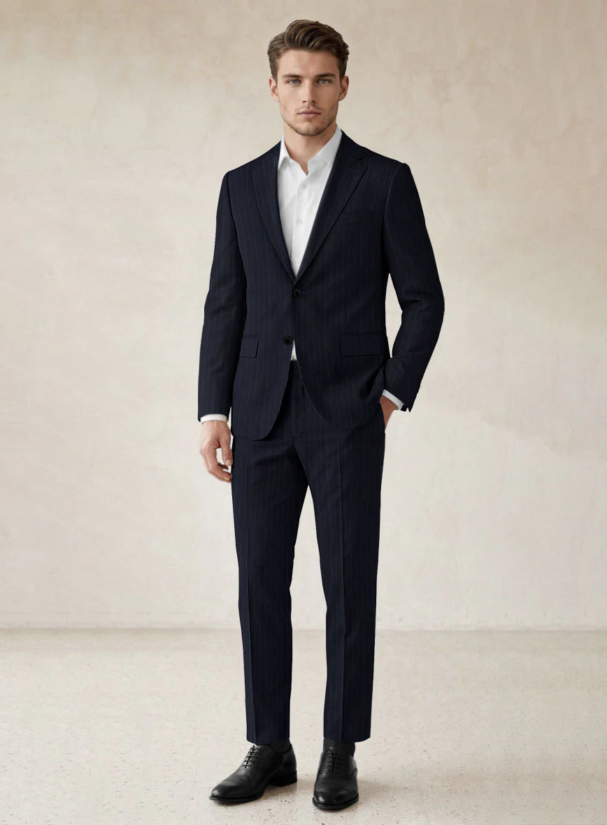 Scabal Ciaz Stripe Blue Wool Suit