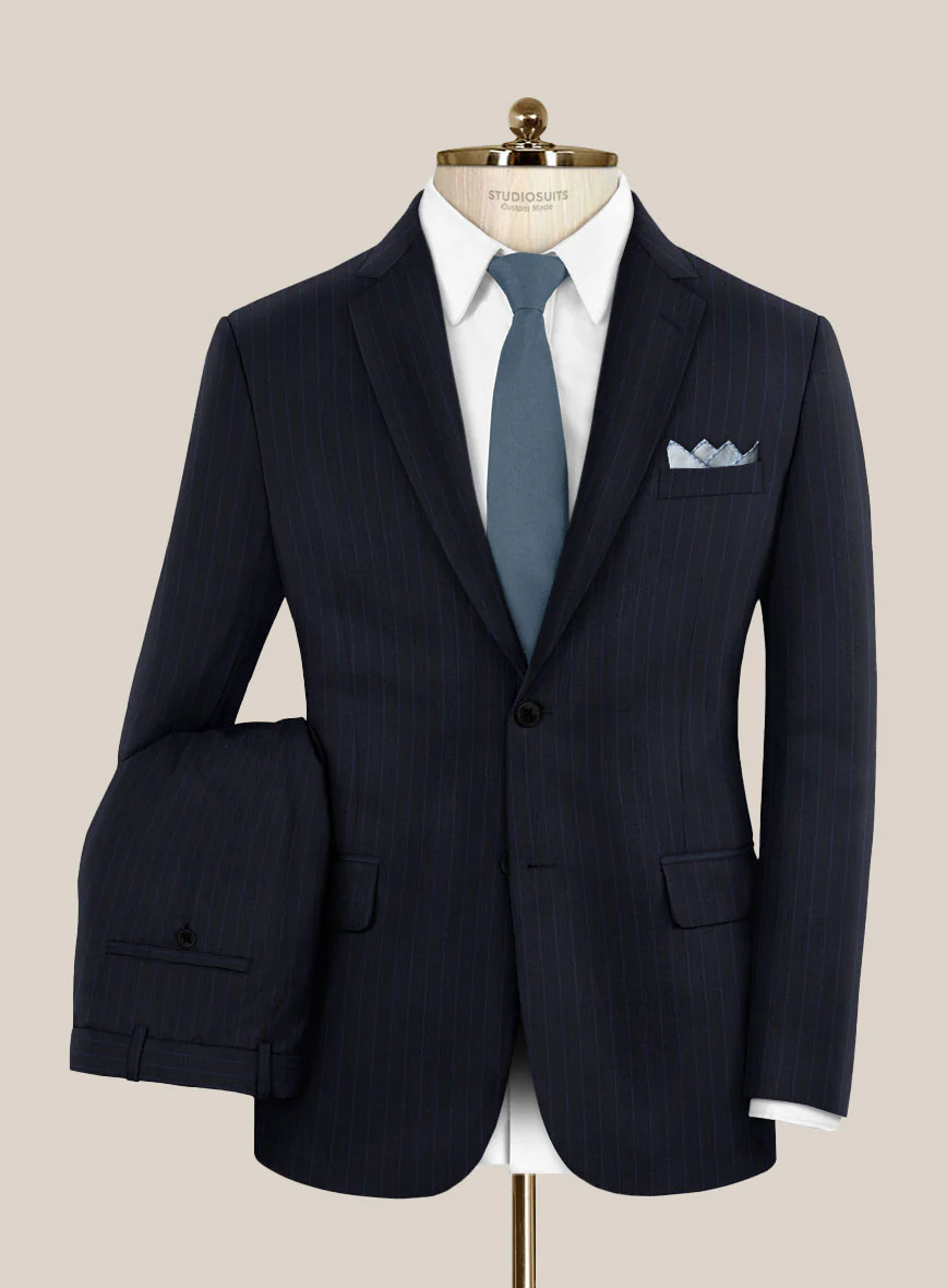 Scabal Ciaz Stripe Blue Wool Suit - Image 2
