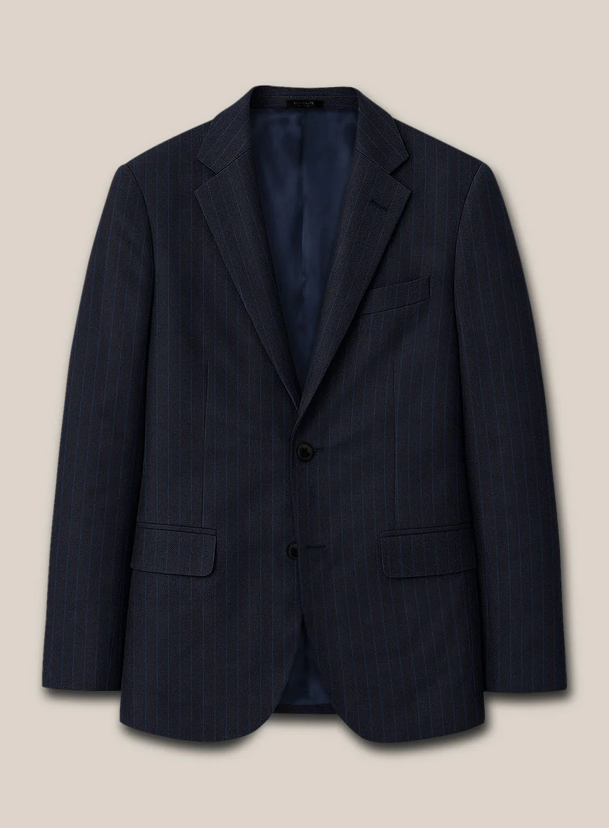 Scabal Ciaz Stripe Blue Wool Suit - Image 3