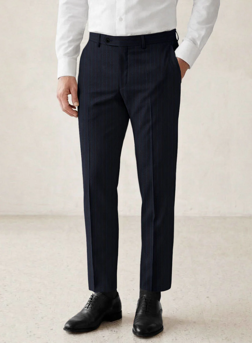 Scabal Ciaz Stripe Blue Wool Suit - Image 6