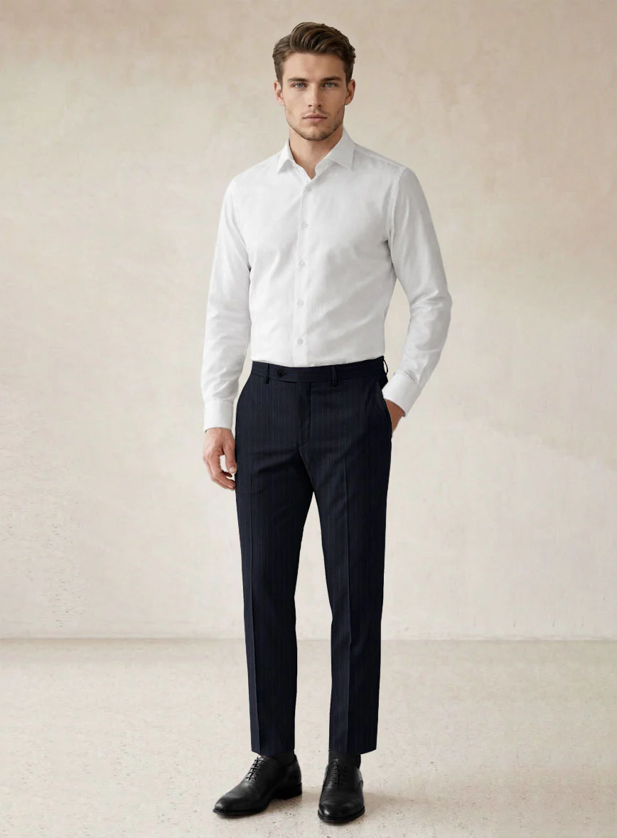 Scabal Ciaz Stripe Blue Wool Suit - Image 7