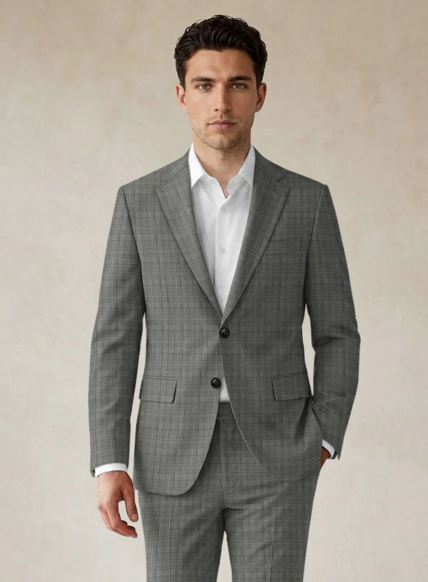 Scabal Cosmopolitan Glen Gray Wool Suit - Image 4