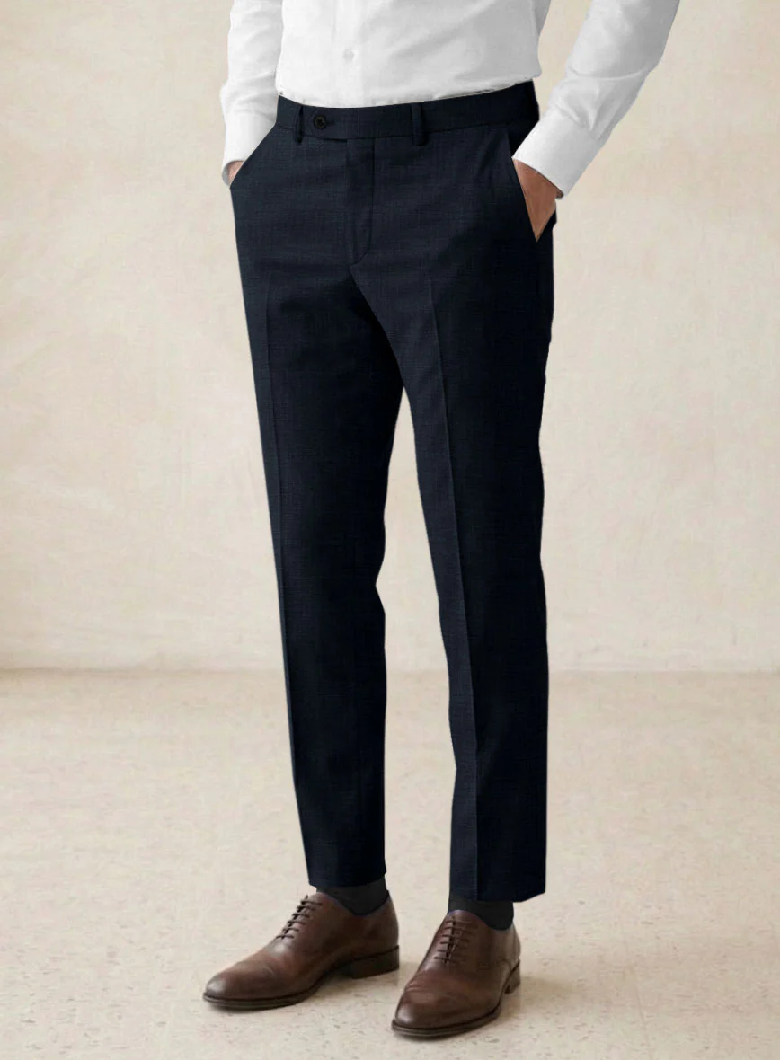 Scabal Cosmopolitan Nailhead Dark Blue Wool Pants