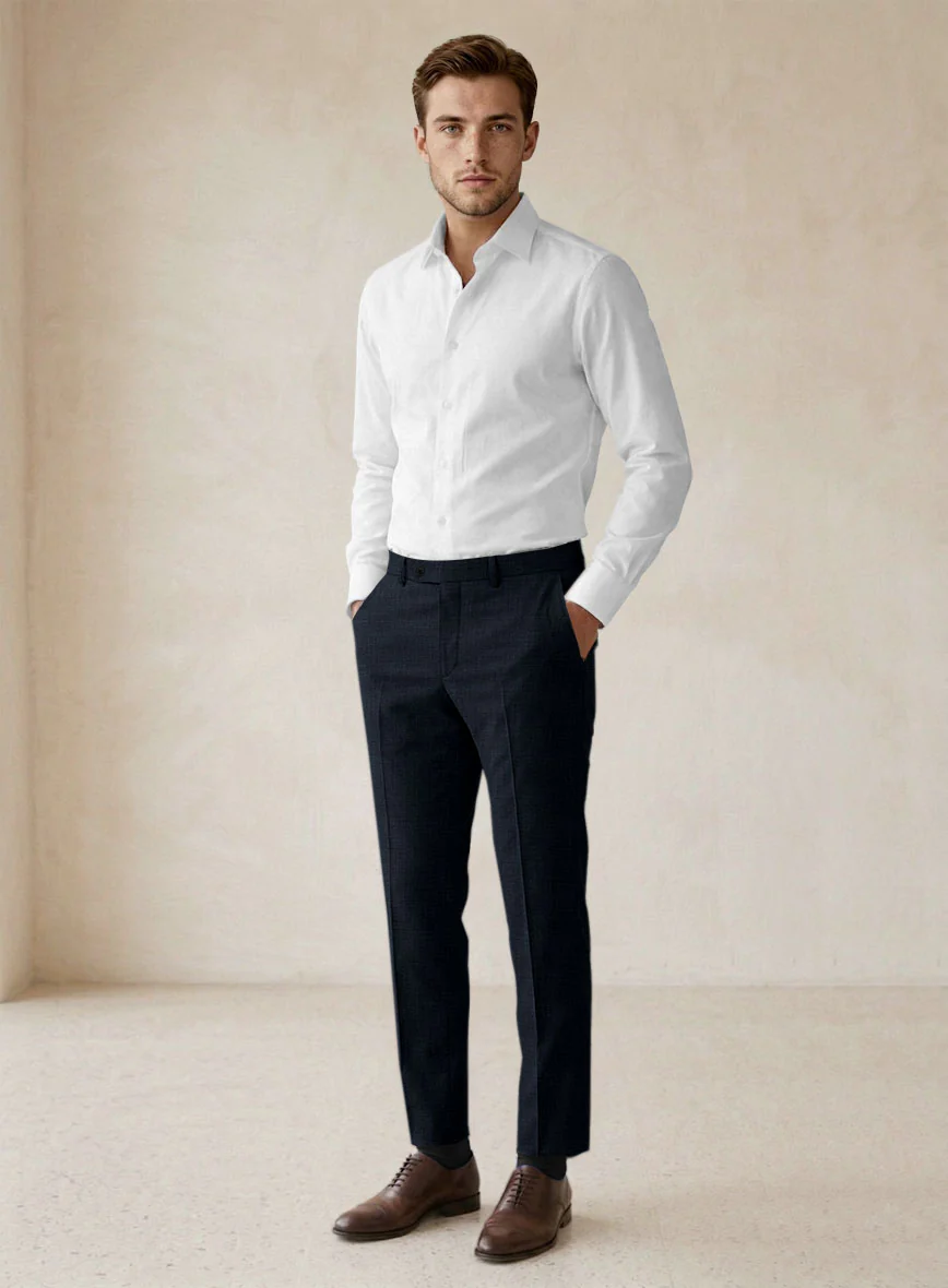 Scabal Cosmopolitan Nailhead Dark Blue Wool Pants - Image 3