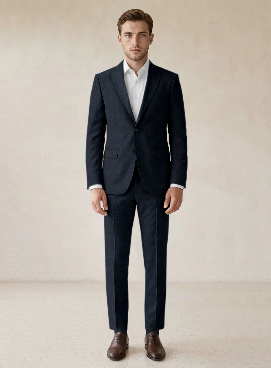 Scabal Cosmopolitan Nailhead Dark Blue Wool Suit