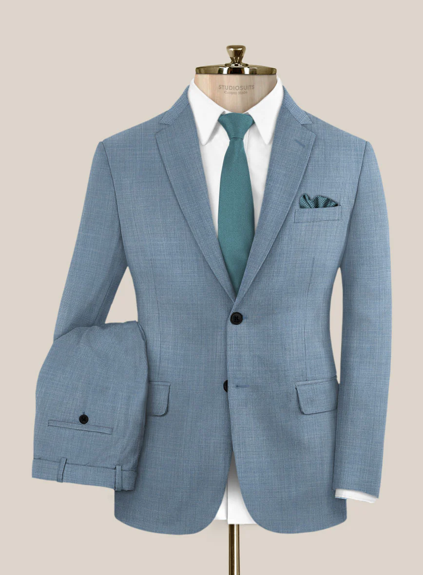 Scabal Cosmopolitan Nailhead Light Blue Wool Suit - Image 2