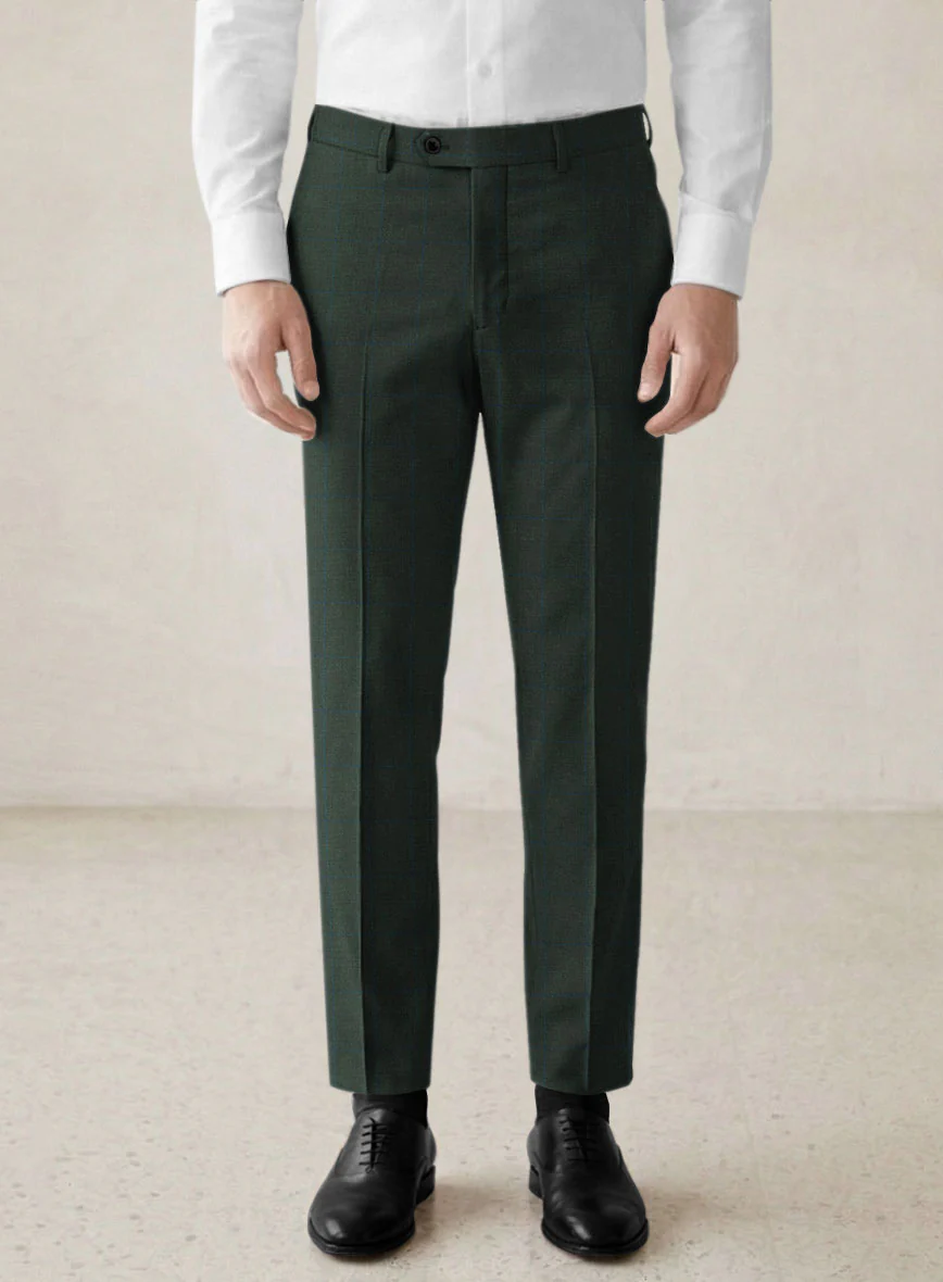 Scabal Cosmopolitan Prince Green Wool Pants